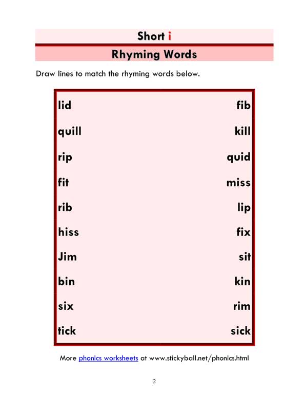 Short E Rhyming Words